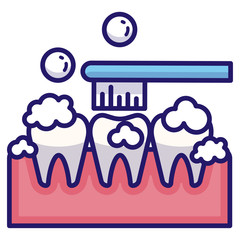 Brushing teeth LineColor