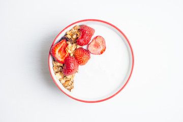 Healthy breakfast with strawberry. Selective focus. 