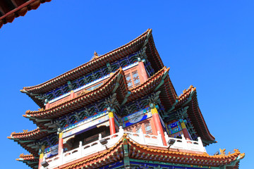 temple building under the blue sky