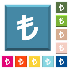 Obraz premium Turkish Lira sign white icons on edged square buttons