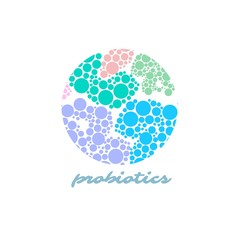 Probiotics logo. Bacteria logo. Concept of healthy nutrition ingredient for therapeutic purposes. Simple flat style trend modern logotype graphic design isolated