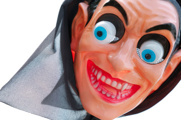 Obraz premium Plastic mask - a scarecrow on the field to scare away birds from the harvest.