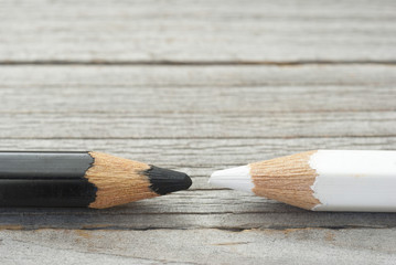 color pencils on wood table