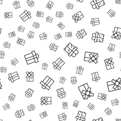 Abstract Seamless vector pattern with Outline gift boxes. Vector illustration isolated on white background