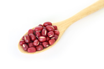 red bean seed spoon vegetable nature on white background