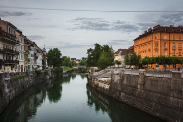 Fototapeta premium Lublanica river in Ljubljana, Slovenia