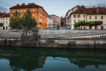 Lublanica river in Ljubljana, Slovenia