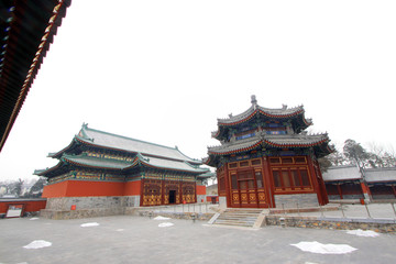 Obraz premium Manjusri Pavilion in the Zhengjue Temple in Old summer palace ruins park, Beijing, China