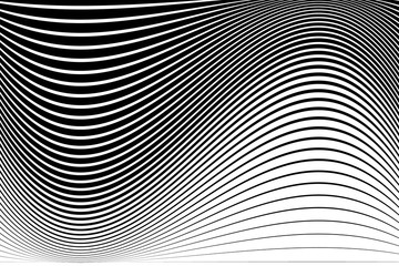 Abstract pattern.  Texture with wavy, billowy lines. Optical art background. Wave design black and white.