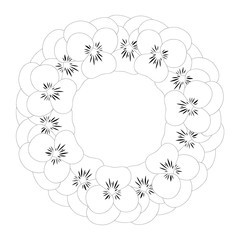 Pansy Flower Wreath Outline
