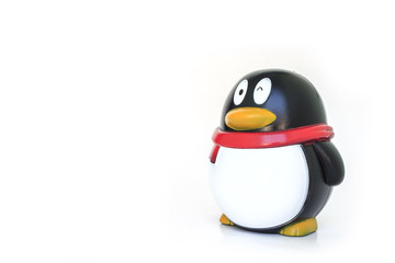 penguin toy decoration figurines on white background