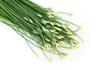 chinese chive flowerring onions stalk vegetable food nature background