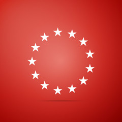 Stars in circle icon isolated on red background. Flat design. Vector Illustration