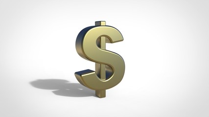 3d gold dollar sign