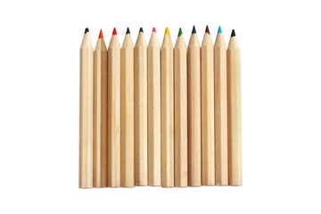 Color pencils isolated on white background. clipping path