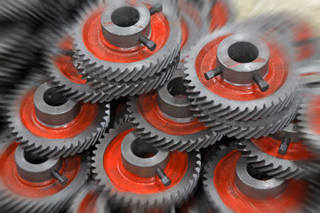 Mechanical equipment gear in a factory, closeup of pictures