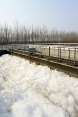 Sewage treatment plant closeup in an industrial enterprise