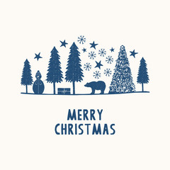 Fototapeta premium Christmas design elements. Vintage winter card. Vector wonderland.