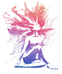 Beautiful fairy girl sitting on the floor