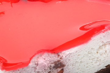 Red jelly on a cake close-up
