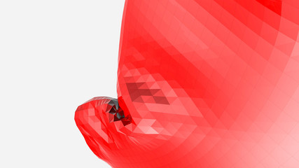 red low polygonal background. 3D rendering