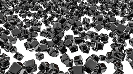 dark glossy three-dimensional cubes. abstract background. 3D rendering