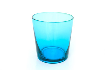 blue glass empty on white background