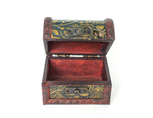 treasure chest wood old vintage empty on white background
