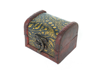 treasure chest wood old vintage empty on white background