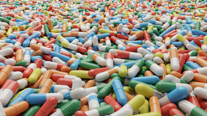 3d rendering about a pile of pills