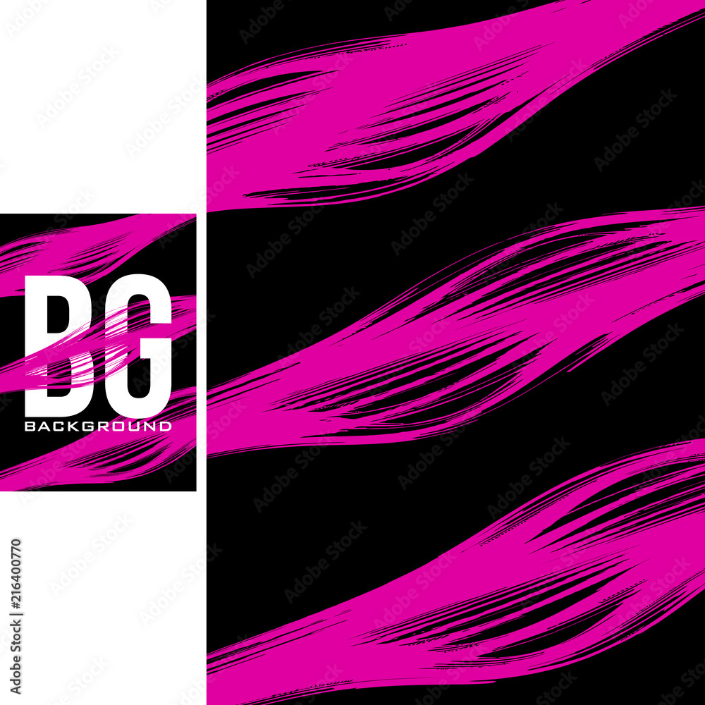 Poster abstract poster template with cerise color stain on black background. vector graphic layout