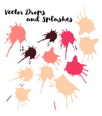 Graffiti Grunge Vector Watercolor Brushstrokes. Buttons, Splashes, Doodles, Stains, Scribble Hand Painted Vector Set. Vintage Uneven Textured Paintbrush Logo Elements. Rough Trendy Highlight Swatches.
