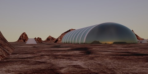 Extremely detailed and realistic high resolution 3D illustration of a Mars like Landscape