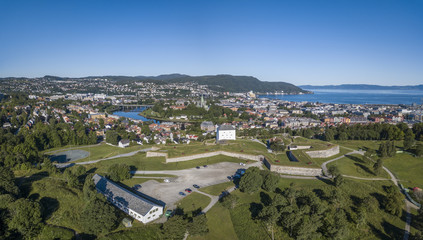 Fototapeta na wymiar Aerial view of Trondheim and Kristiansten Fortress