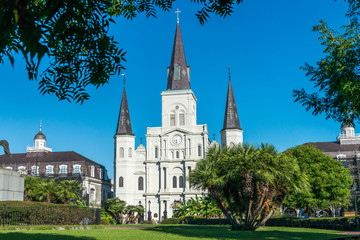 Saint Louis Cathedral and Jackson Square in New Orleans, Louisiana, United States