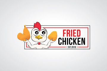 Fried chicken logo template isolated on white background. Vector illustration of fast food concept