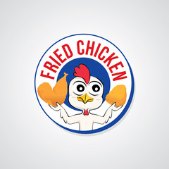 Fried chicken logo template isolated on white background. Vector illustration of fast food concept