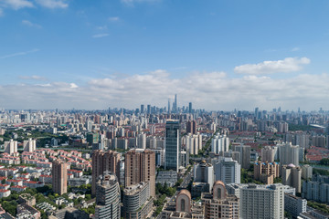 Fototapeta na wymiar Aerial View of Shanghai city in a sunny day