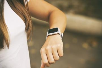 Smart watch on the woman's hand