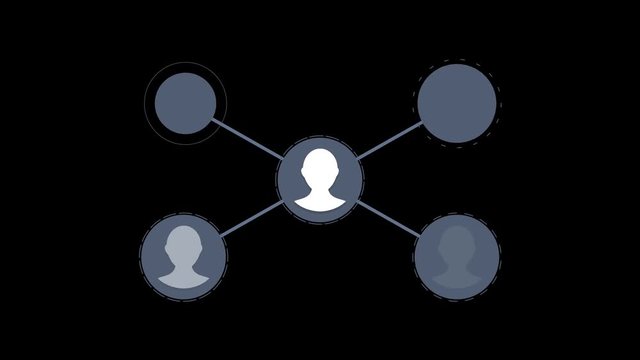 social Network animation for use in presentations, manuals, design, etc. Network seamless loop. Network growing loop. Social network world map animation