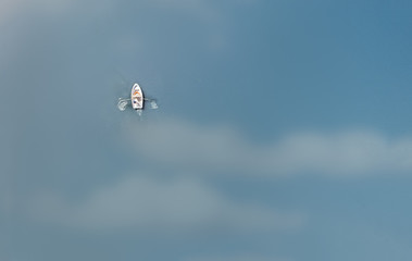 Boat in the river - top view © olegkruglyak3