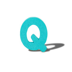 alphabet letter wood long shadow  on white background