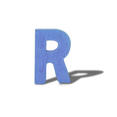 alphabet letter wood long shadow  on white background