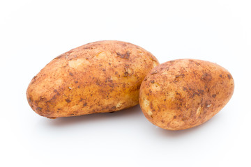 A bio russet potato isolated white background.