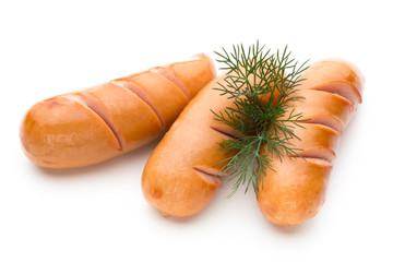 Pork sausage isolated on white background.