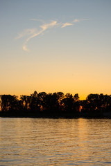 Fototapeta premium Beautiful sunset on the river