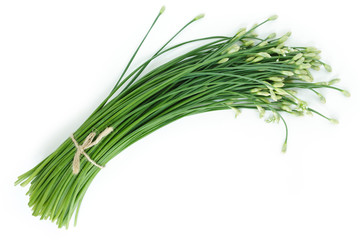 chinese chive flowerring onions stalk vegetable food nature background