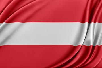 Austria flag with a glossy silk texture.