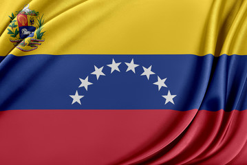 Fototapeta premium Venezuela flag with a glossy silk texture.
