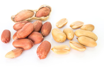 peanut pile on white background